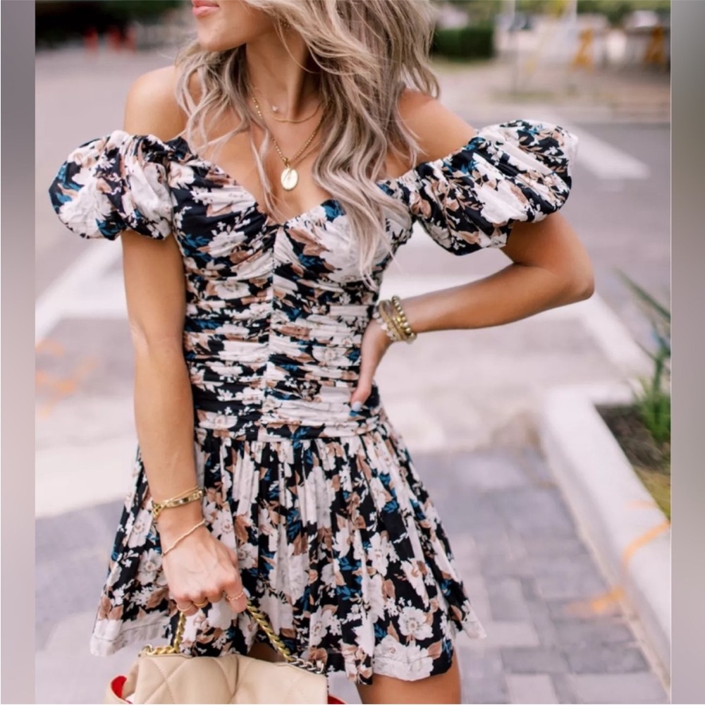 Abercrombie & Fitch Floral Off-Shoulder Mini Dress